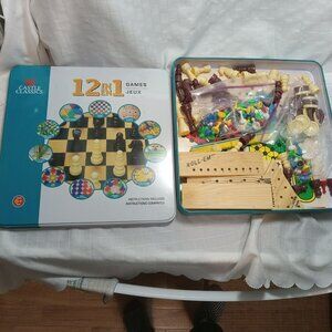 12 Games in 1 in a metal box + bonus wooden games
